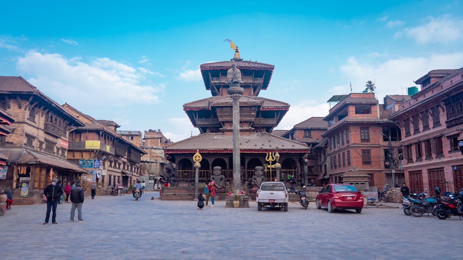 Ornate gilded Newar temple roof in Bhaktapur, Kathmandu Valley, Nepal